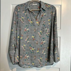 Pleione Floral Checkered Blouse